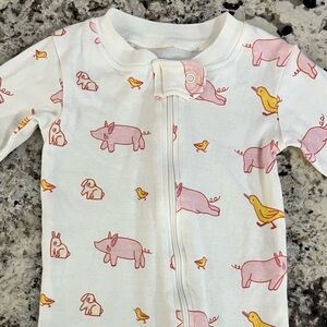 Charming White and Pink Animal Print Kids Footie